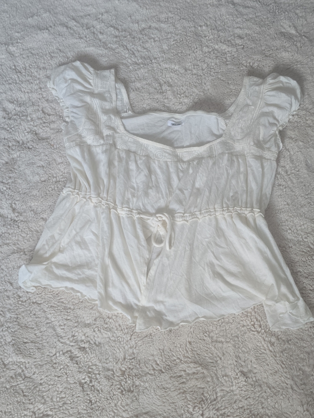 Kimchi Blue White Lace-Trim Peasant Tunic